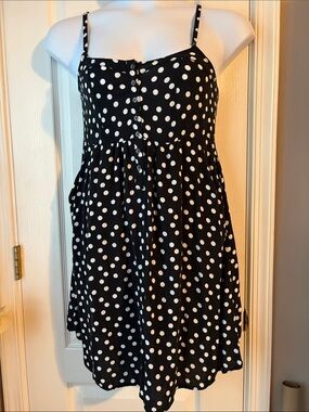 Motherhood Maternity Black and White Polka Dot Spaghetti Strap Dress